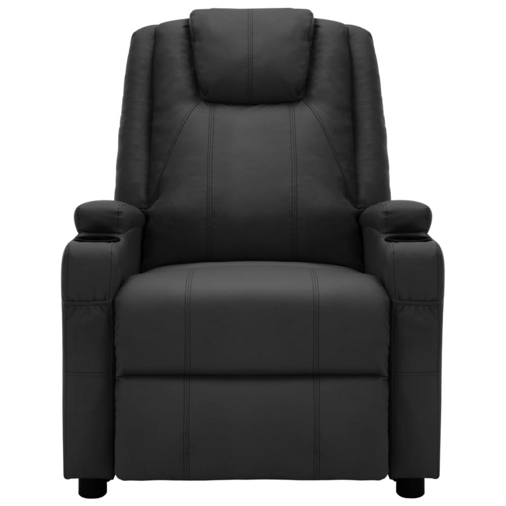 vidaXL Massage Reclining Chair Black Faux Leather, 321311. Picture 2