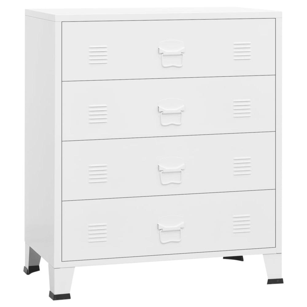 vidaXL Industrial Drawer Cabinet White 30.7"x15.7"x36.6" Metal. Picture 2