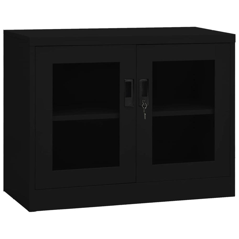 vidaXL Office Cabinet Black 35.4"x15.7"x27.6" Steel. Picture 1
