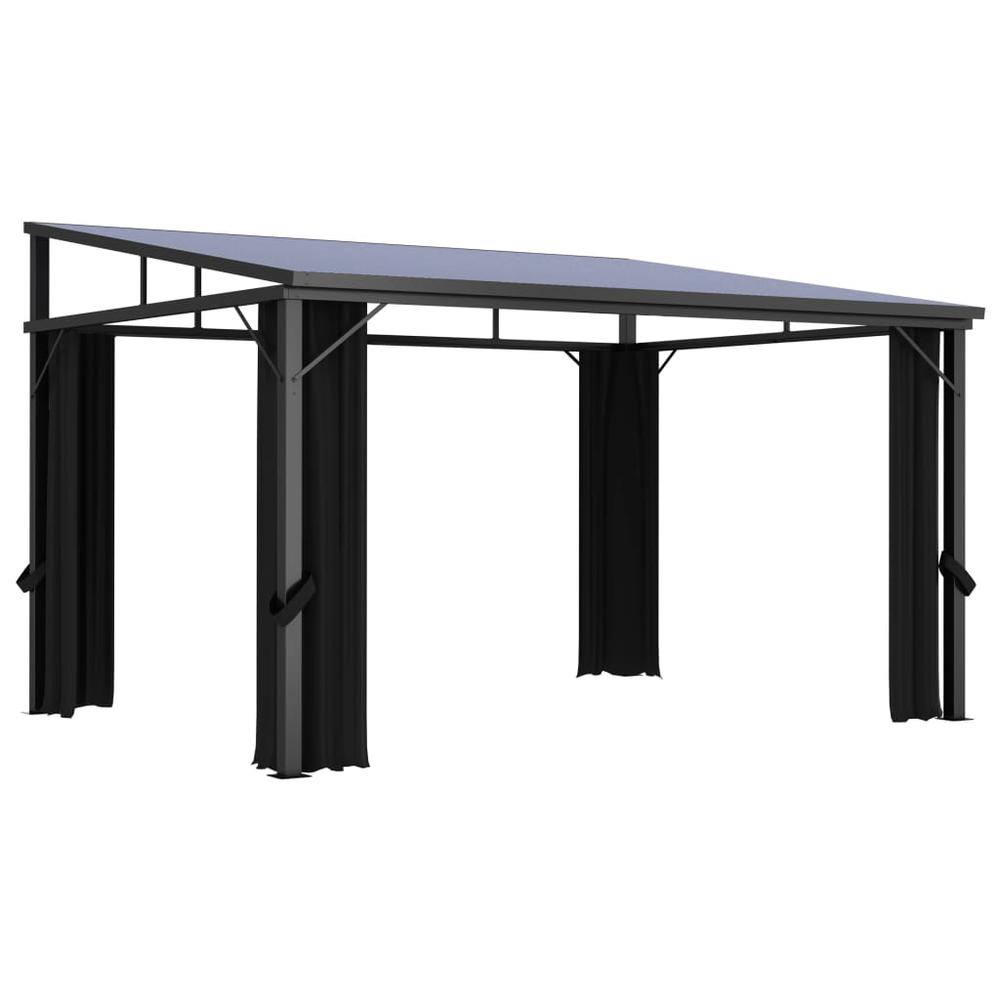 vidaXL Gazebo with Curtain 13.3'x9.6'x8' Anthracite. Picture 1