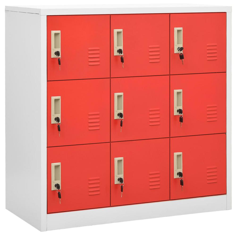 vidaXL Locker Cabinet Light Gray and Red 35.4"x17.7"x36.4" Steel, 336442. Picture 1