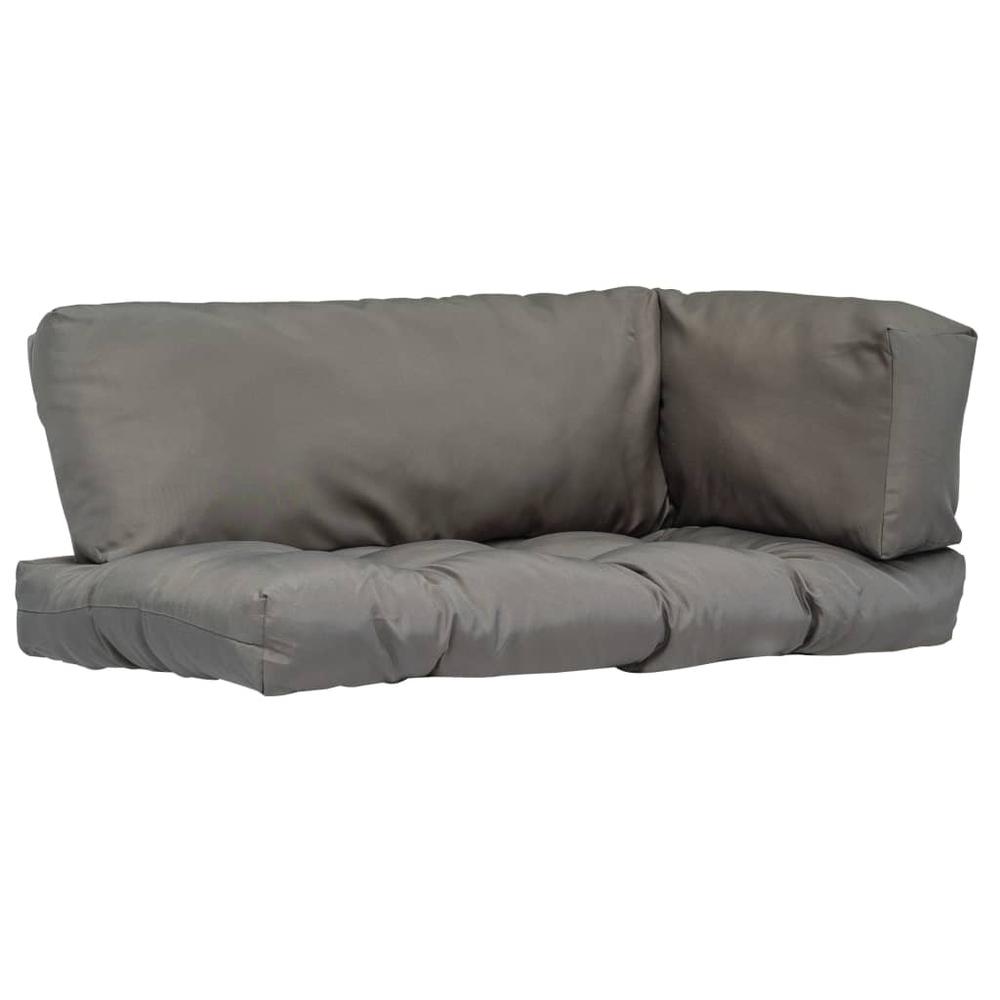 vidaXL Pallet Cushions 3 pcs Gray Polyester. Picture 1