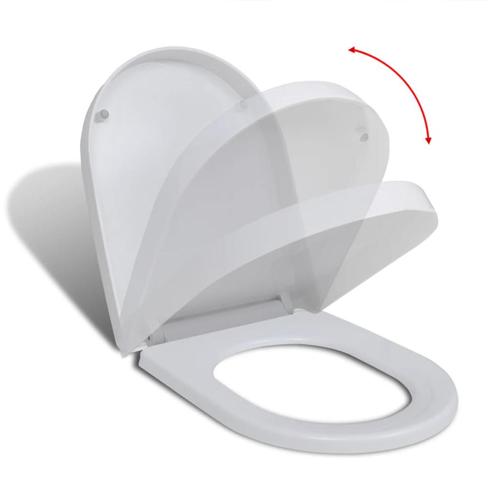 vidaXL Soft-close Toilet Seat with Quick-release Design White Square. Picture 2