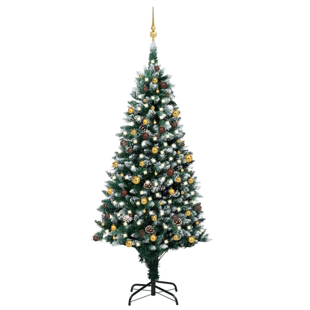 vidaXL Artificial Christmas Tree with LEDs&Ball Set&Pinecones 94.5". Picture 1