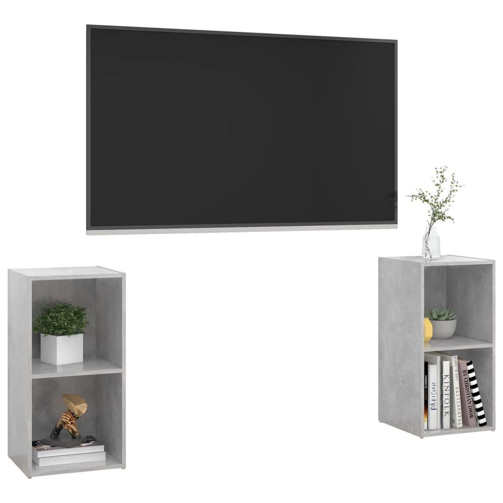 vidaXL TV Cabinets 2 pcs Concrete Gray 28.3"x13.8"x14.4" Engineered Wood, 3079902. Picture 3