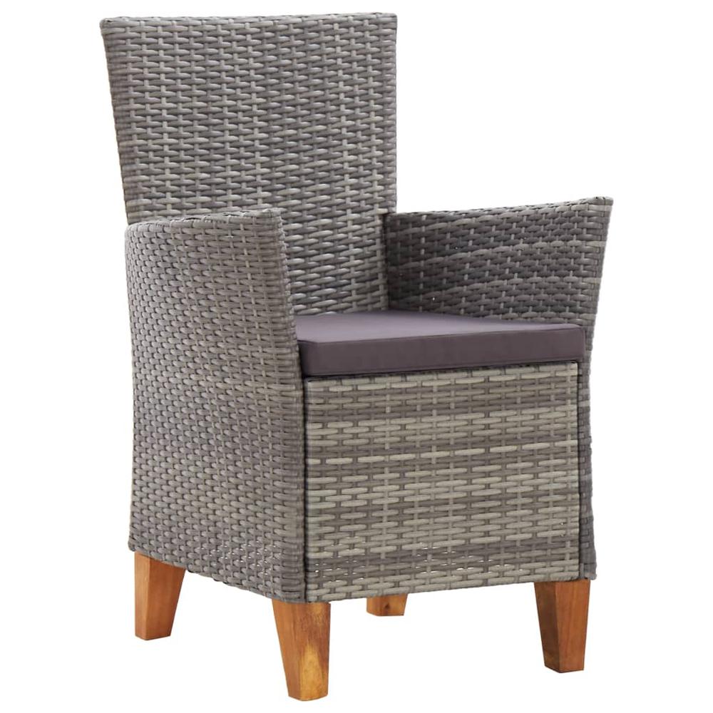 vidaXL Garden Chairs 2 pcs with Cushions Poly Rattan Gray, 46003. Picture 2
