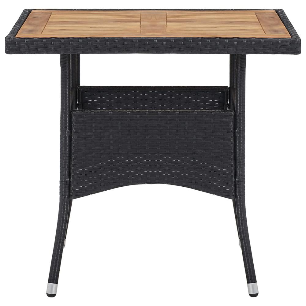 vidaXL Patio Dining Table Black Poly Rattan and Solid Acacia Wood. Picture 2
