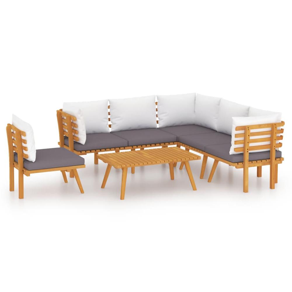 vidaXL 7 Piece Patio Lounge Set with Cushions Solid Acacia Wood, 3087015. Picture 2