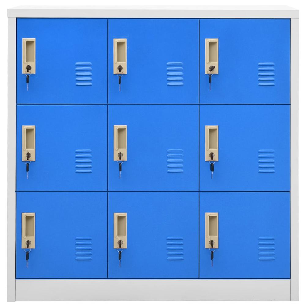 vidaXL Locker Cabinet Light Gray and Blue 35.4"x17.7"x36.4" Steel, 336441. Picture 2