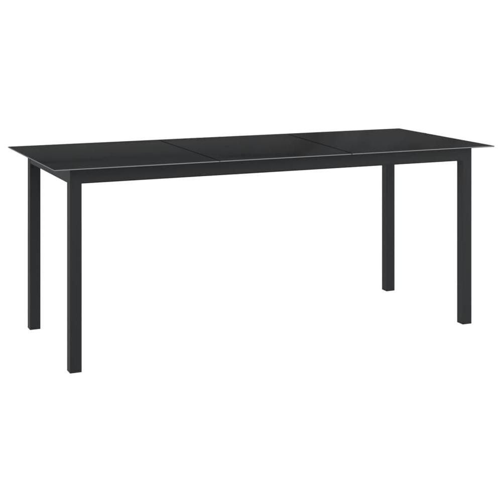 vidaXL Patio Table Black 74.8"x35.4"x29.1" Aluminum and Glass. Picture 1