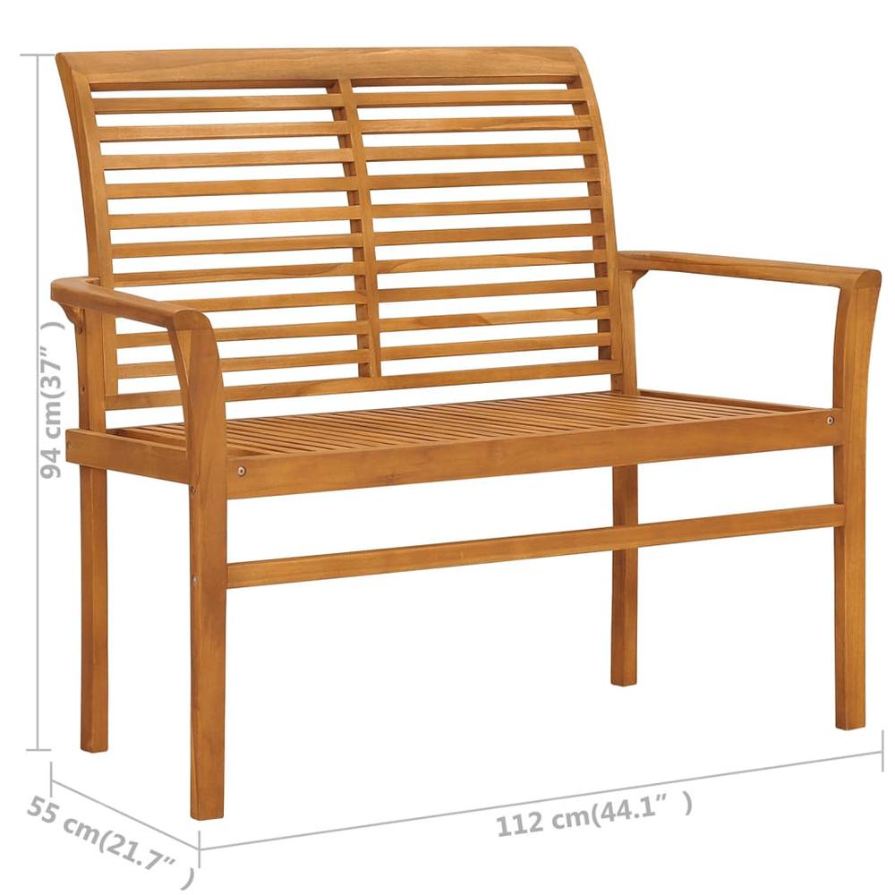 vidaXL Patio Bench with Beige Cushion 44.1" Solid Teak Wood, 3062667. Picture 11