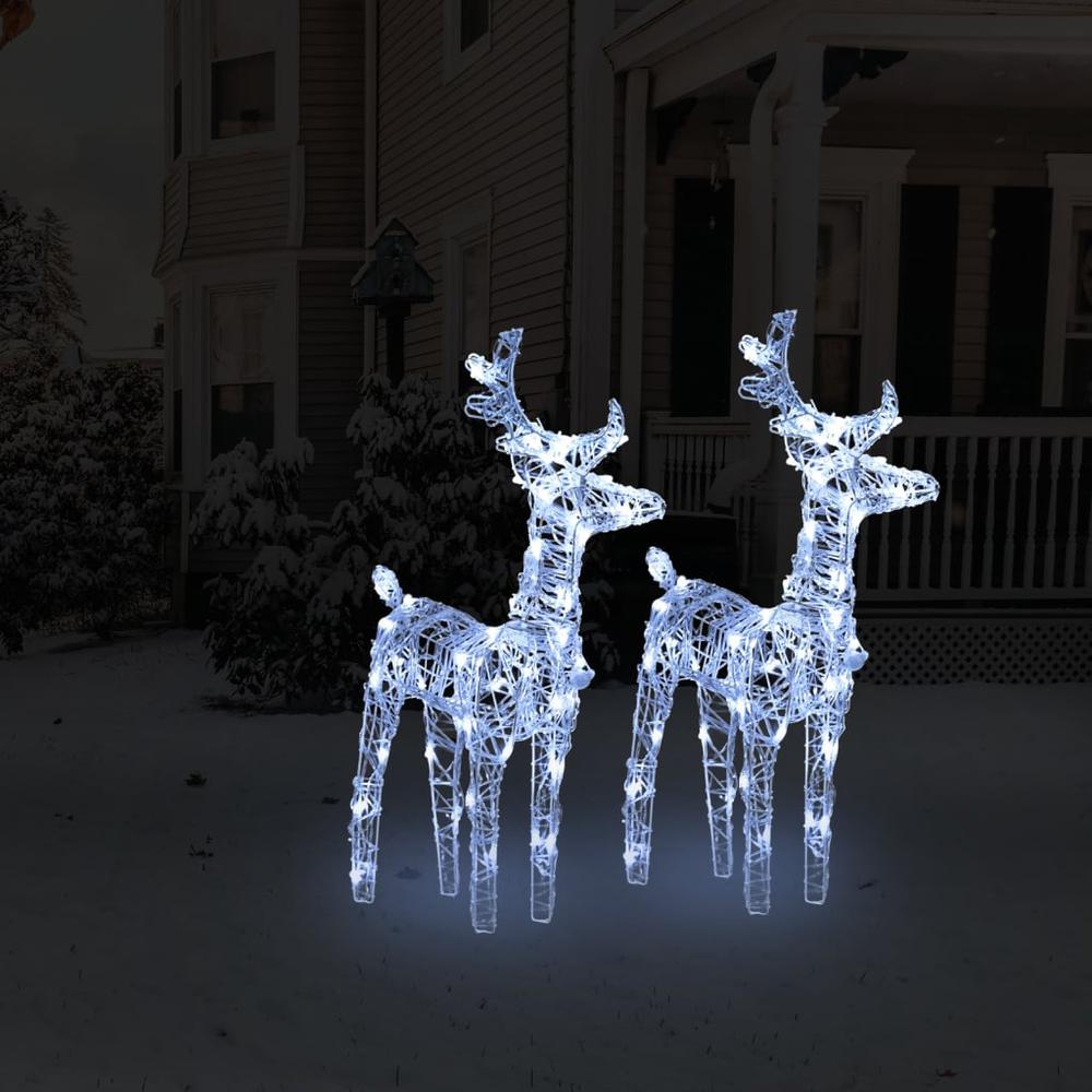 vidaXL Christmas Reindeers 2 pcs Cold White 80 LEDs Acrylic. Picture 1