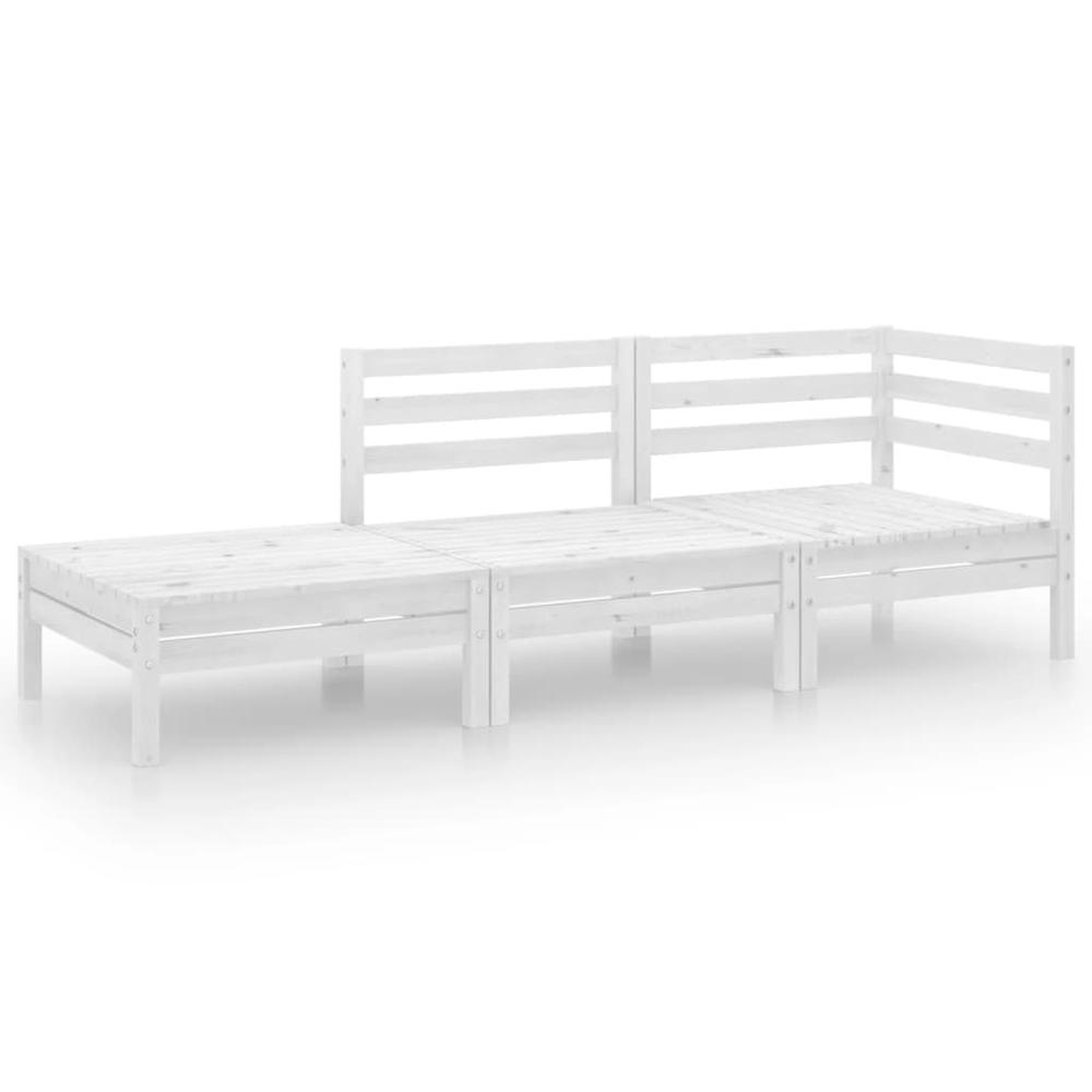 vidaXL 3 Piece Patio Lounge Set White Solid Pinewood, 3082613. Picture 2