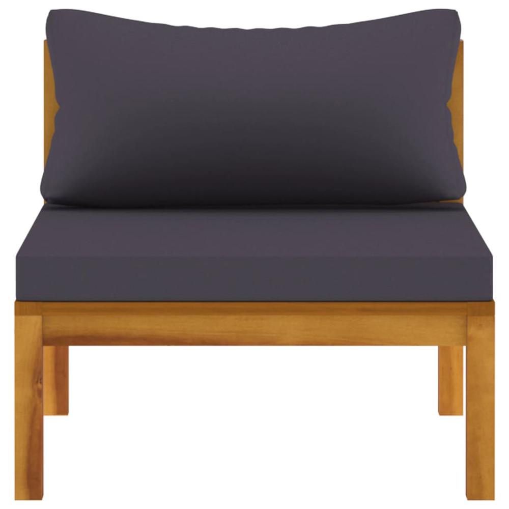 vidaXL 2 Piece Patio Sofa Set with Dark Gray Cushions Acacia Wood. Picture 4