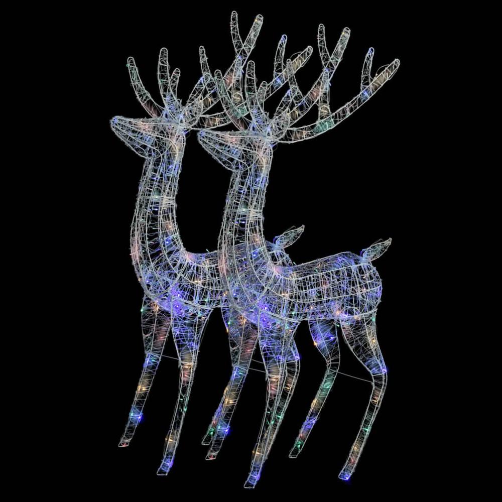 vidaXL XXL Acrylic Christmas Reindeers 250 LED 2 pcs 70.9" Multicolor. Picture 2