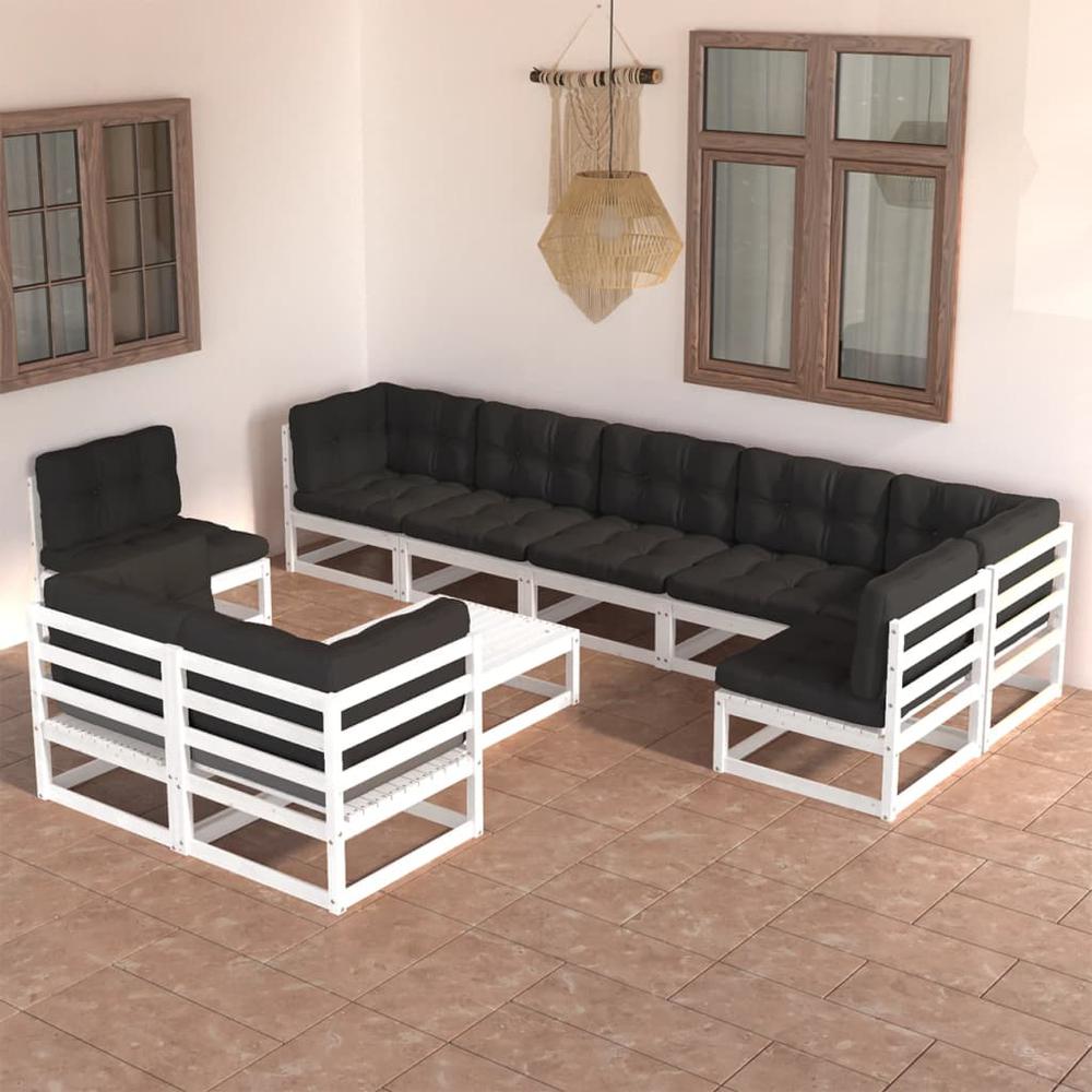 vidaXL 10 Piece Patio Lounge Set with Cushions Solid Pinewood, 3076730. The main picture.