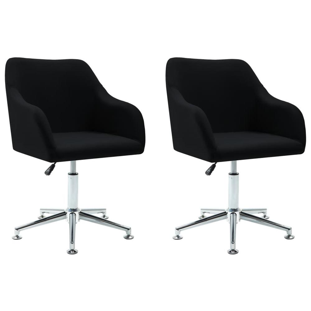 vidaXL Swivel Dining Chairs 2 pcs Black Fabric. Picture 2