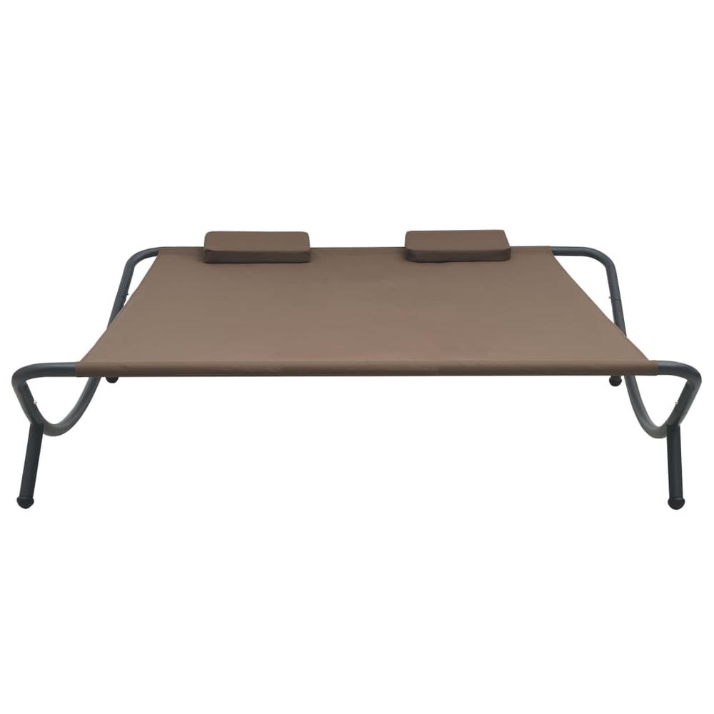 vidaXL Outdoor Lounge Bed Fabric Brown, 48075. Picture 2