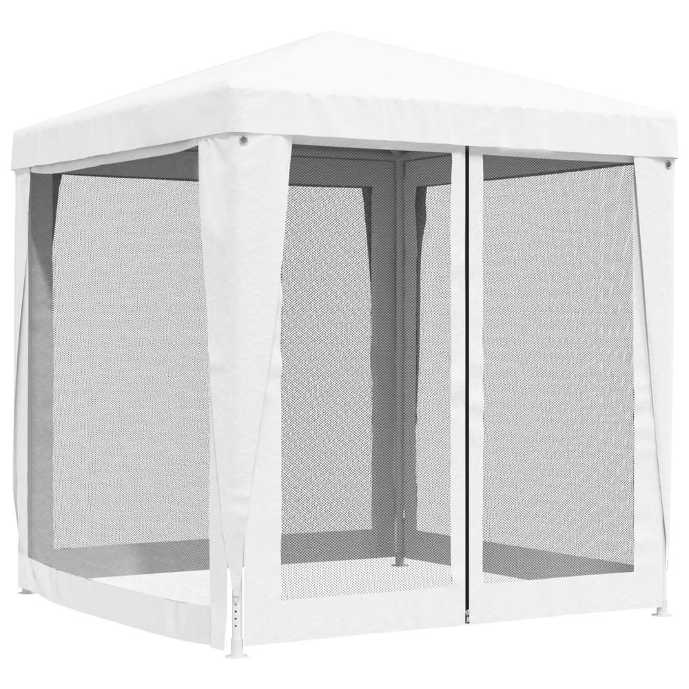 vidaXL Party Tent with 4 Mesh Sidewalls 6.6'x6.6' White. Picture 4