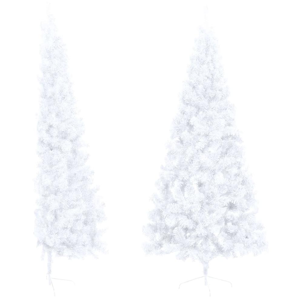vidaXL Artificial Half Christmas Tree with Stand White 70.9" PVC. Picture 2