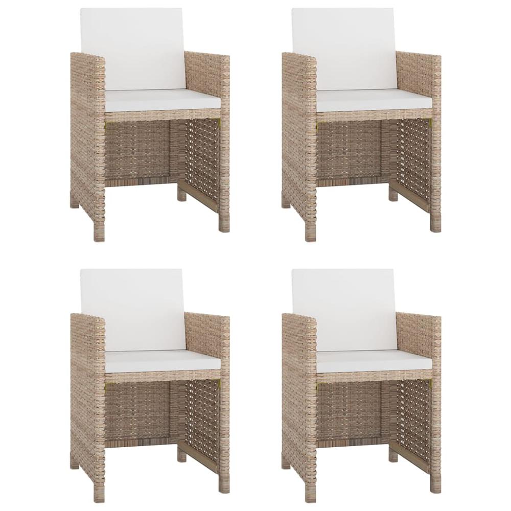 vidaXL 5 Piece Patio Dining Set with Cushions Poly Rattan Beige. Picture 4