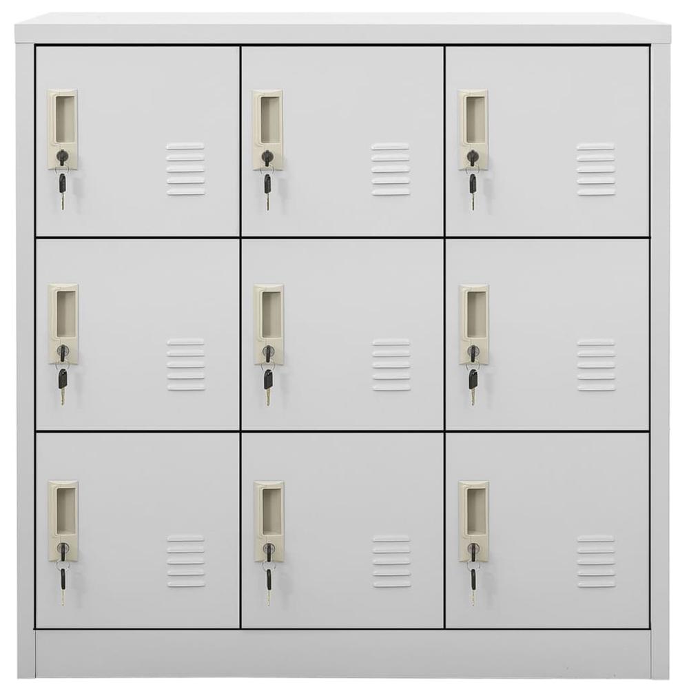 vidaXL Locker Cabinets 2 pcs Light Gray 35.4"x17.7"x36.4" Steel, 3095239. Picture 3