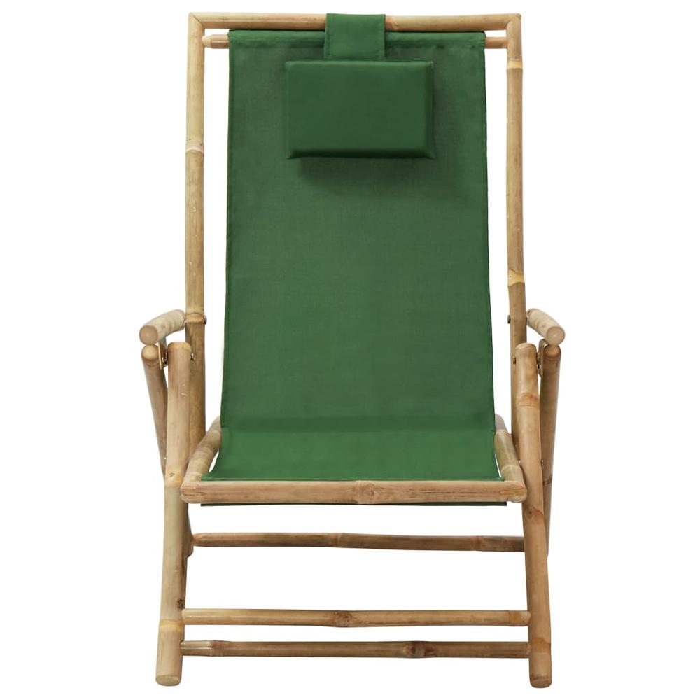 vidaXL Reclining Relaxing Chair Green Bamboo and Fabric. Picture 2