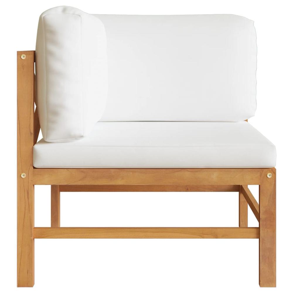 vidaXL Corner Sofas 2 pcs with Cream Cushions Solid Teak Wood. Picture 3