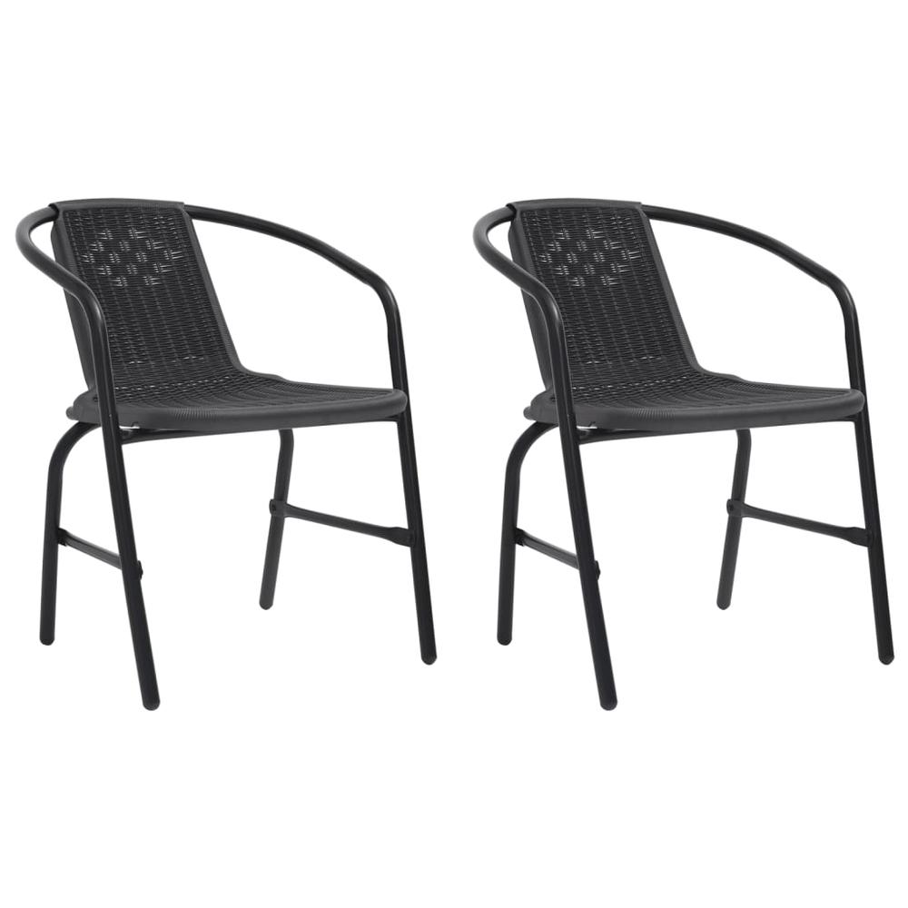 vidaXL Patio Chairs 2 pcs Plastic Rattan and Steel 242.5 lb. Picture 1