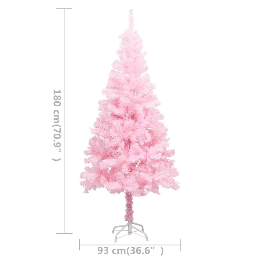 vidaXL Artificial Christmas Tree with LEDs&Ball Set Pink 70.9" PVC, 3077499. Picture 11
