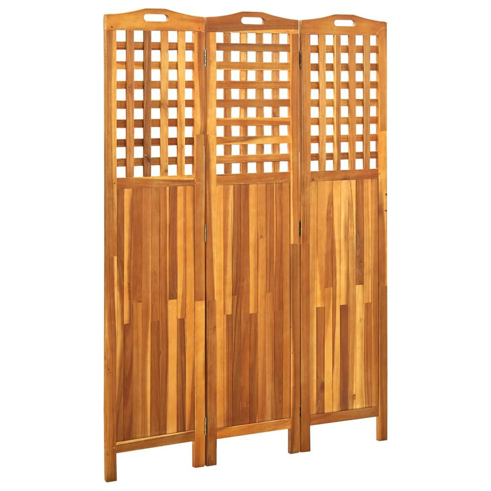 vidaXL 3-Panel Room Divider 47.6"x0.8"x66.9" Solid Acacia Wood. Picture 1
