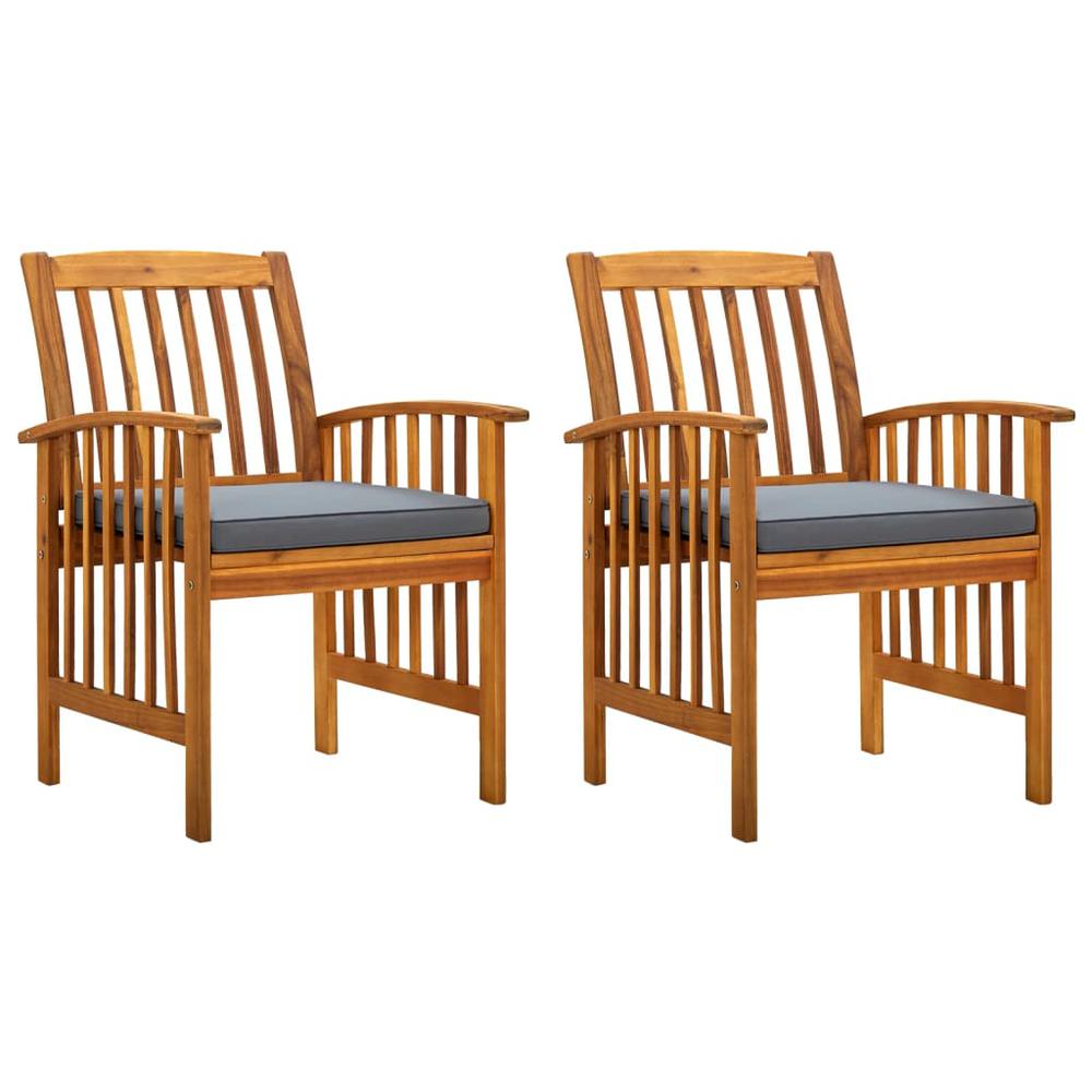 vidaXL Patio Dining Chairs 2 pcs with Cushions Solid Acacia Wood, 312130. Picture 1
