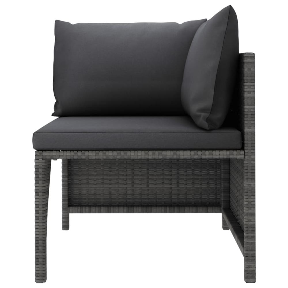 vidaXL 2-Seater Patio Sofa with Cushions Gray Poly Rattan, 313498. Picture 3