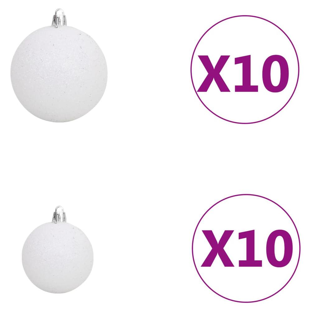 vidaXL Artificial Christmas Tree with LEDs&Ball Set Silver 94.5" PET, 3077698. Picture 11