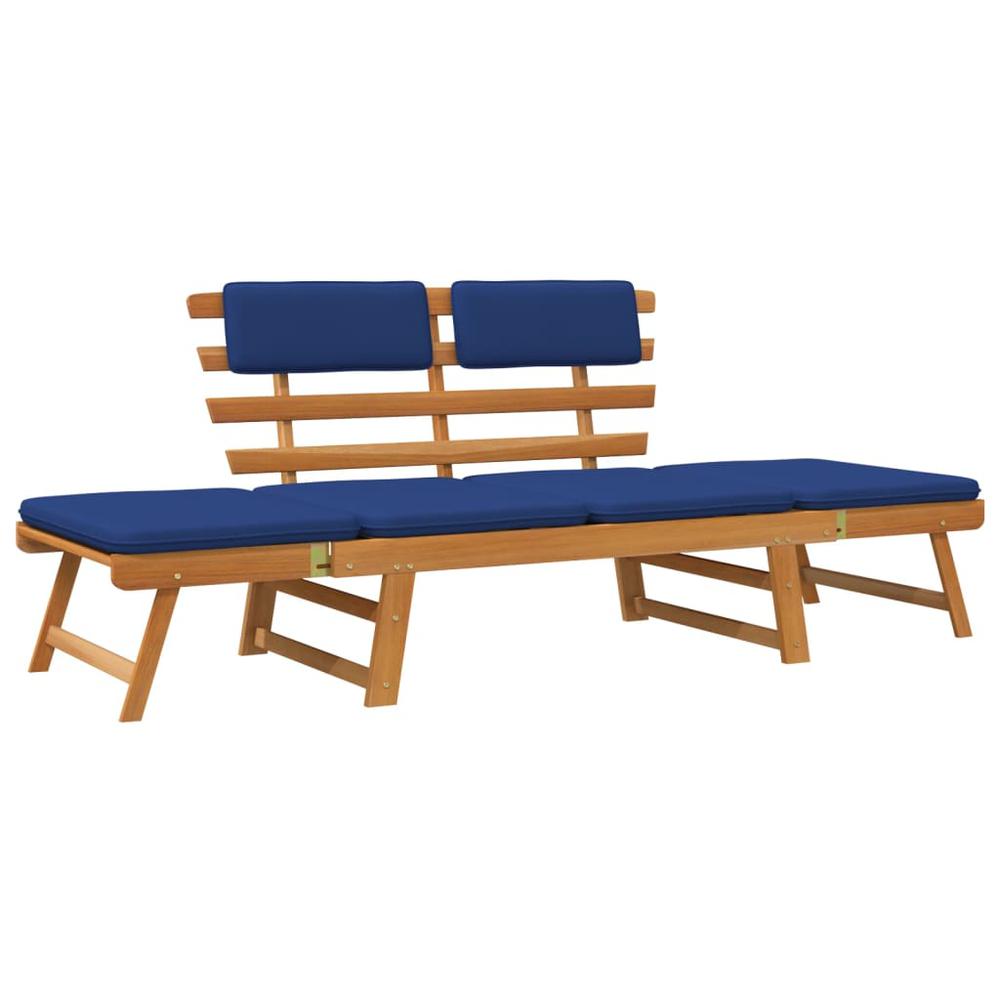 vidaXL Patio Bench with Cushions 2-in-1 74.8" Solid Acacia Wood. Picture 2