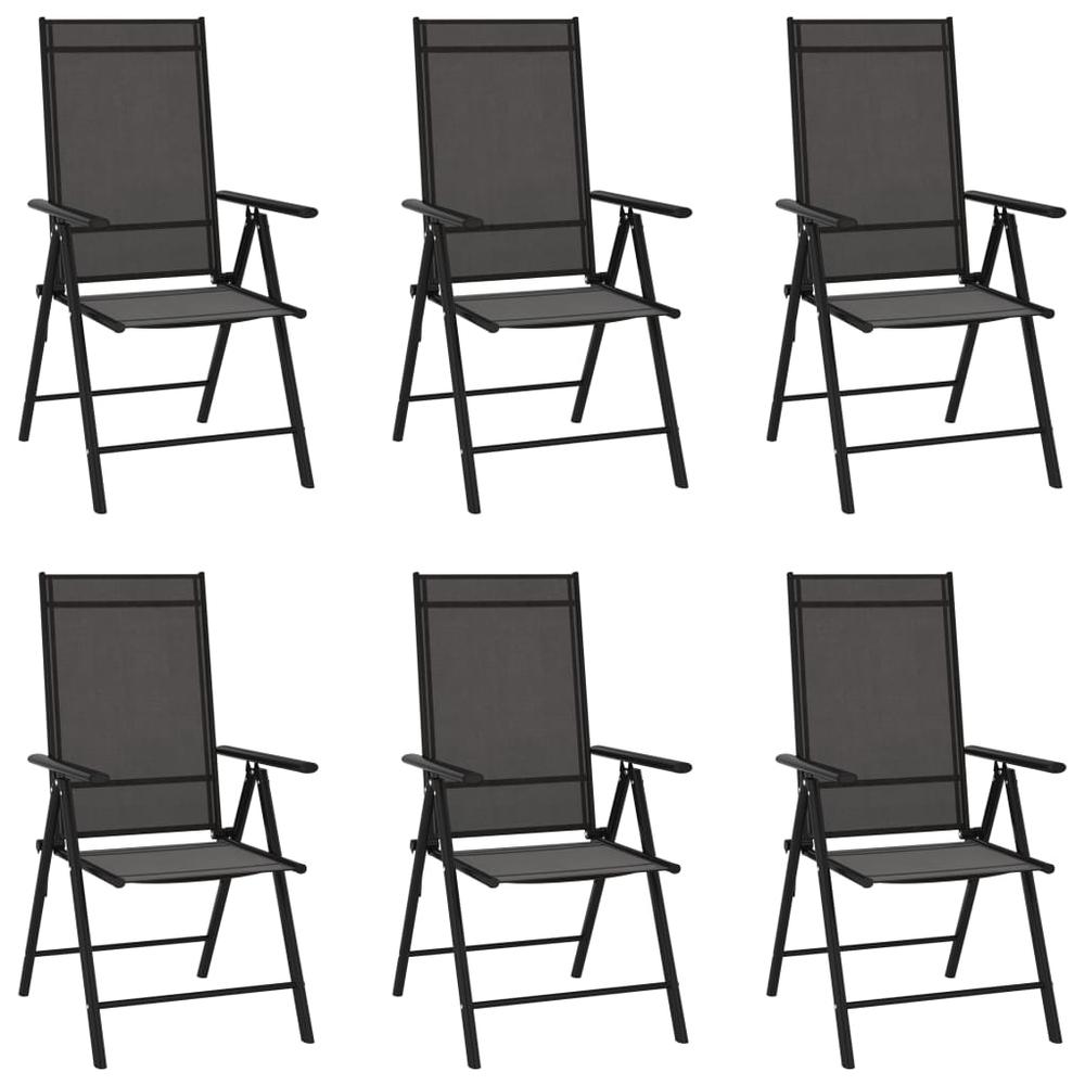 vidaXL Folding Patio Chairs 6 pcs Textilene Black, 312179. Picture 1