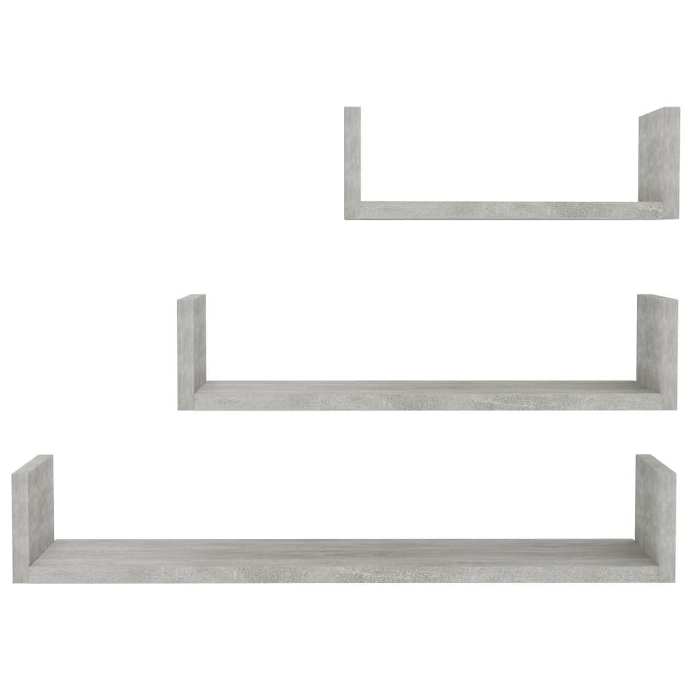 vidaXL Wall Display Shelf 3 pcs Concrete Gray Chipboard, 800202. Picture 4