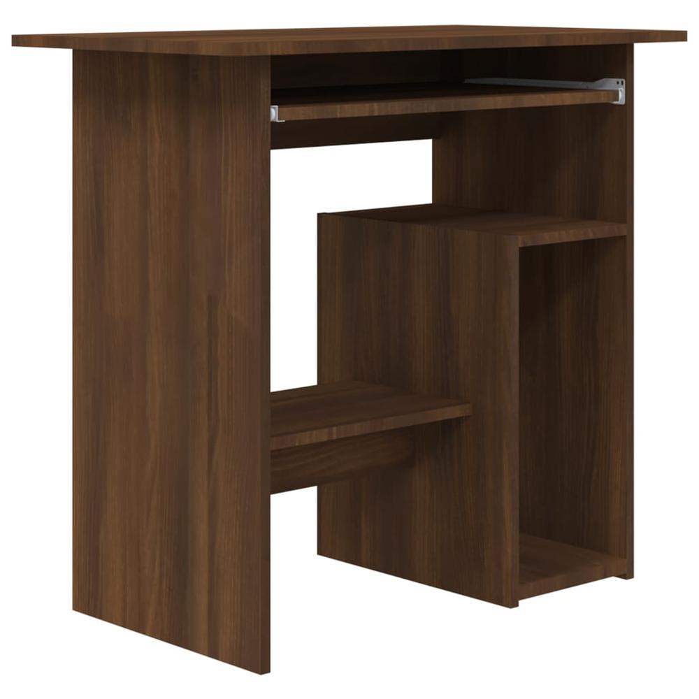 vidaXL Desk Brown Oak 31.5"x17.7"x29.1" Engineered Wood. Picture 2