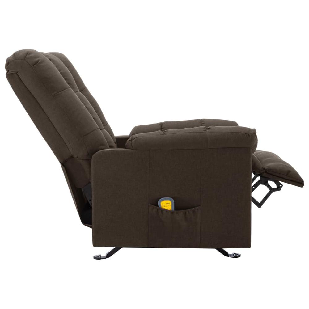 vidaXL Massage Reclining Chair Dark Brown Fabric, 321415. Picture 4