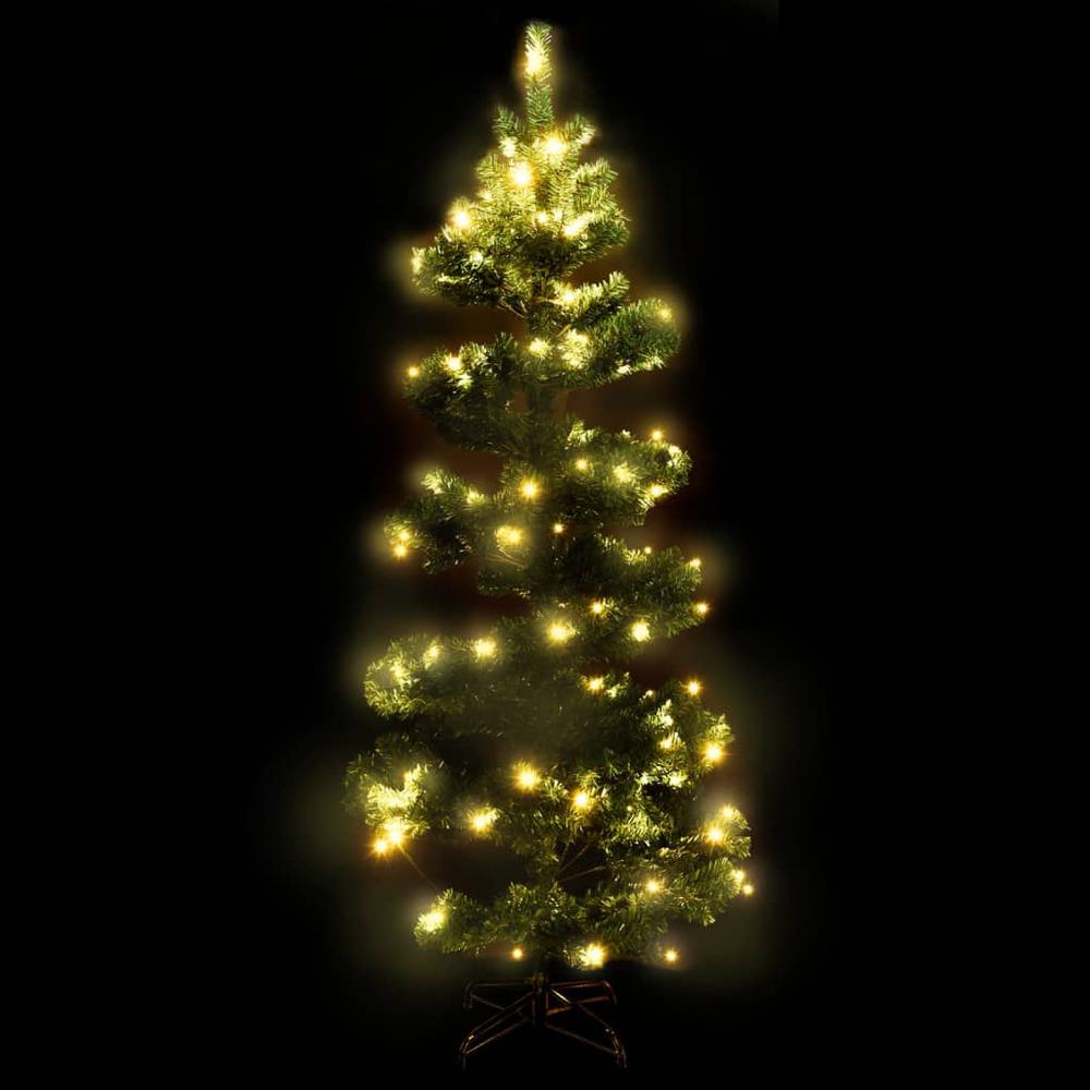 vidaXL Swirl Christmas Tree with Stand and LEDs Green 59.1" PVC. Picture 3