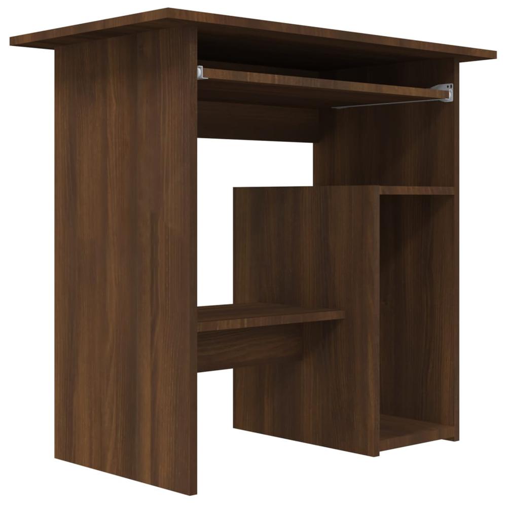 vidaXL Desk Brown Oak 31.5"x17.7"x29.1" Engineered Wood. Picture 4