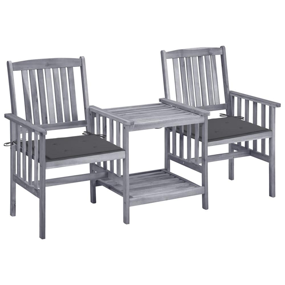 vidaXL Patio Chairs with Tea Table and Cushions Solid Acacia Wood, 3061302. Picture 1