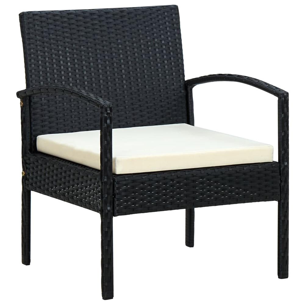 vidaXL Patio Chair with Cushion Poly Rattan Black. Picture 1