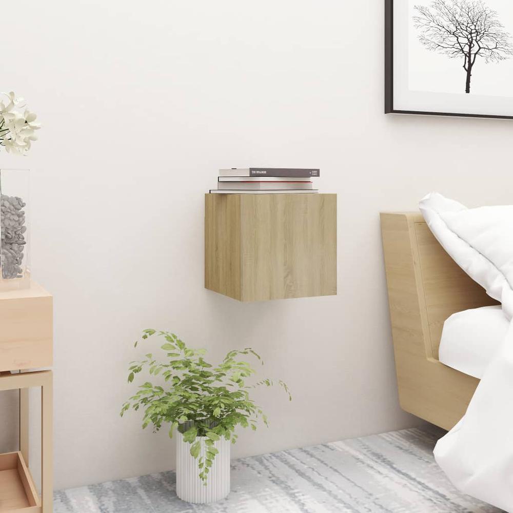 vidaXL Bedside Cabinets 2 pcs Sonoma Oak 12"x11.8"x11.8" Engineered Wood. Picture 2