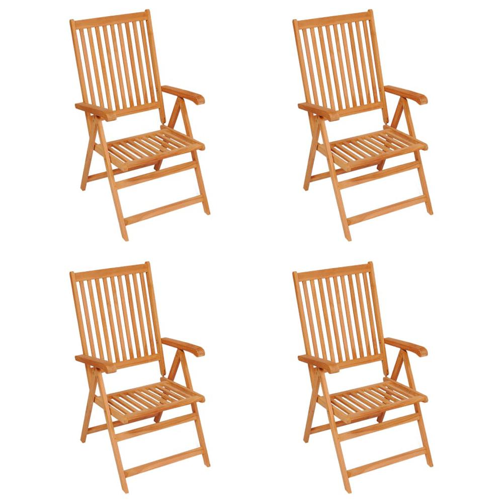 vidaXL Patio Chairs 4 pcs with Anthracite Cushions Solid Teak Wood, 3065545. Picture 2
