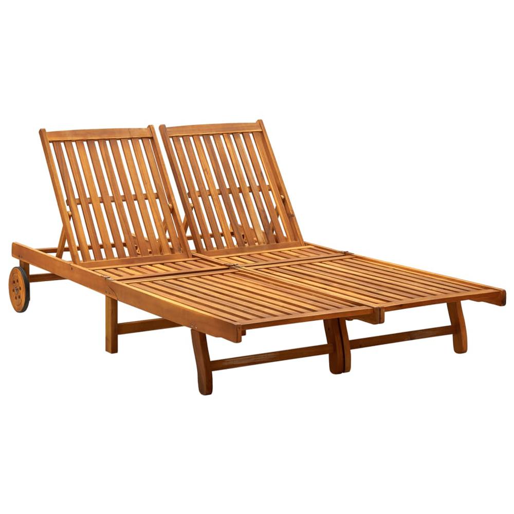 vidaXL 2-Person Sun Lounger Solid Acacia Wood, 311873. Picture 1