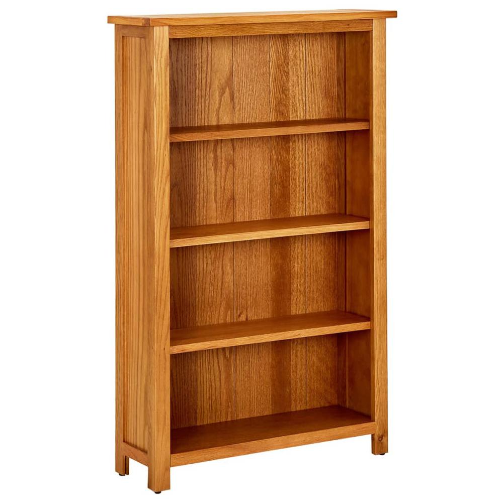 vidaXL 4-Tier Bookcase 27.5"x8.6"x43.3" Solid Oak Wood. Picture 1