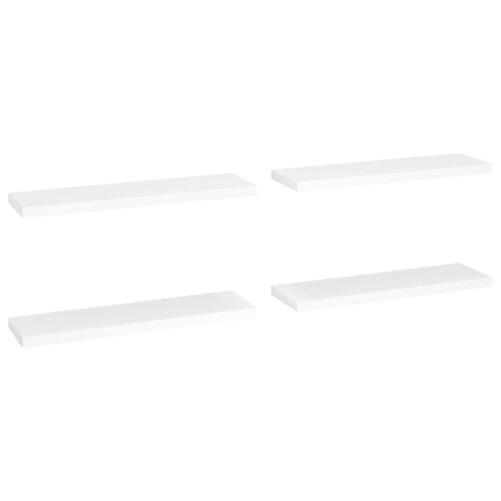 vidaXL Floating Wall Shelves 4 pcs White 35.4"x9.3"x1.5" MDF. Picture 2