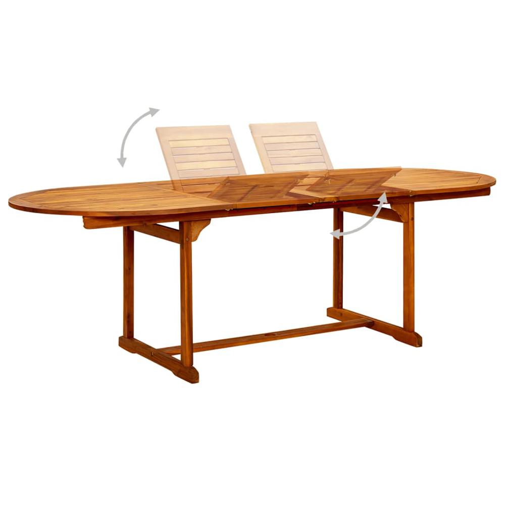 vidaXL Garden Dining Table (63"-94.5")x39.4"x29.5" Solid Acacia Wood, 316565. Picture 3