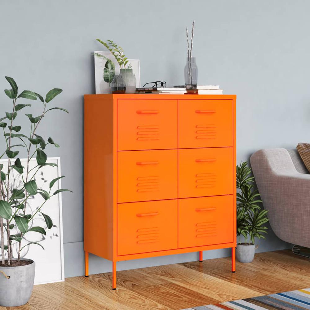 vidaXL Drawer Cabinet Orange 31.5"x13.8"x40" Steel. Picture 1